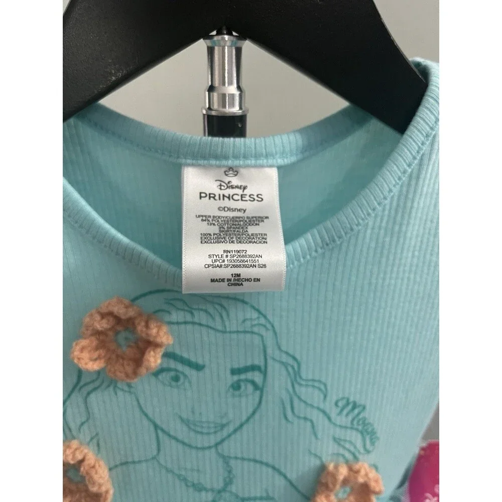 Disney Princess Moana Girls 12M Blue Tulle Tutu Dress Ruffle Layered Party
